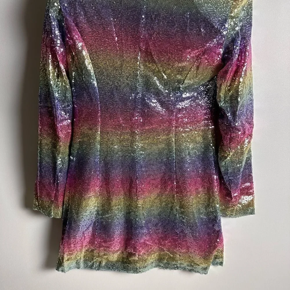 Pastel rainbow sequin dress with belt